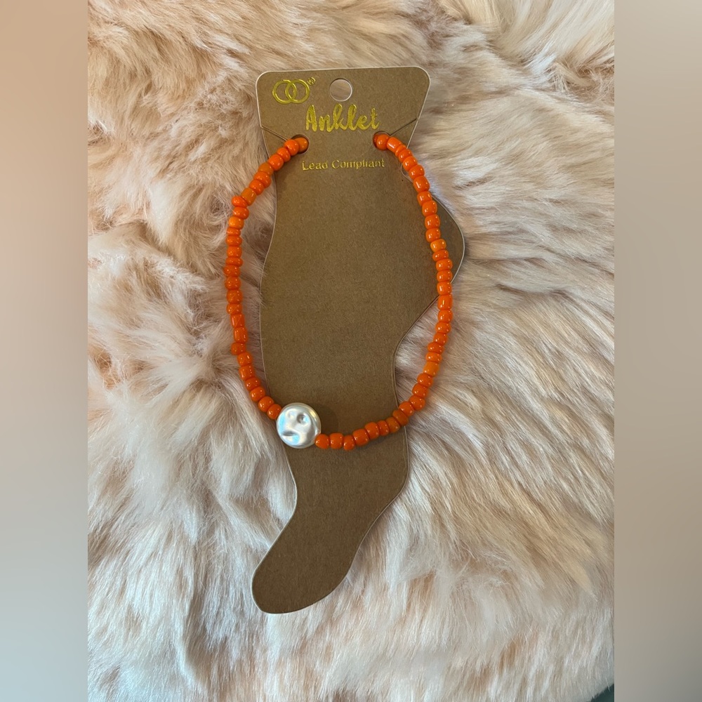 New Orange Beaded Anklet